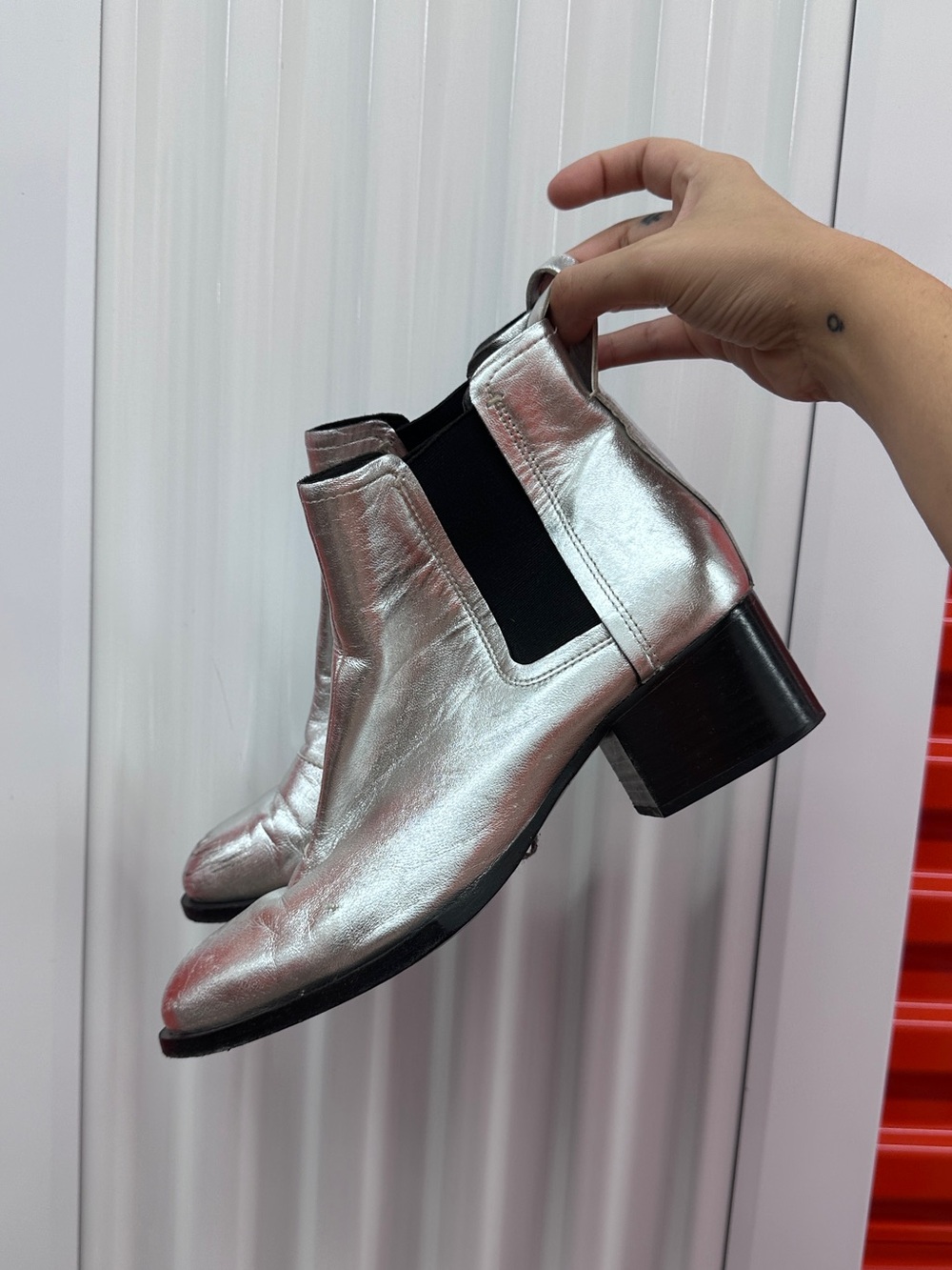 Rag & Bone Metallic Silver Chelsea Ankle Boots for Women